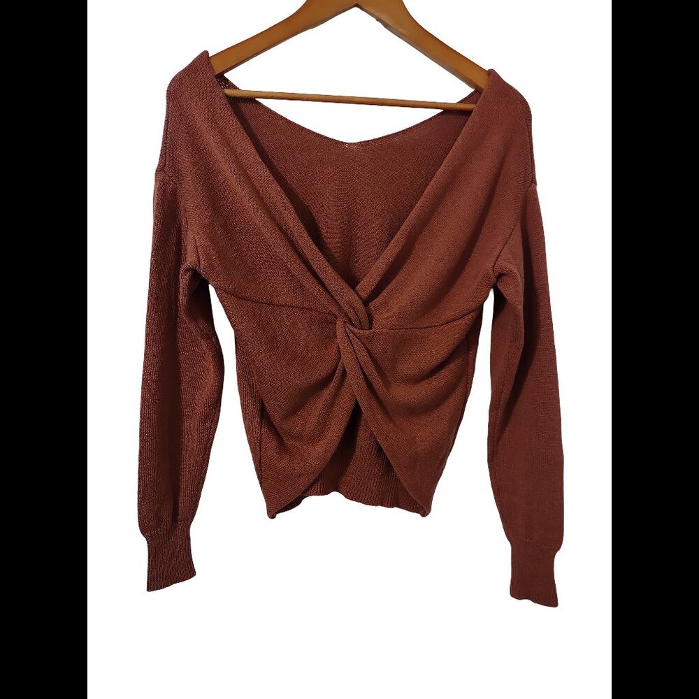 Cotton Emporium Twist V Back Knit Sweater XS